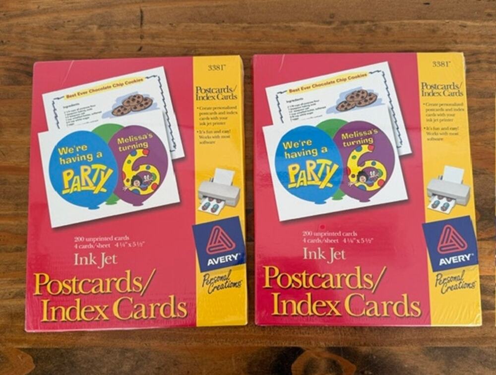 2 Avery Ink Jet Postcards - Index Cards - 200 per Package - 2 packages #3381